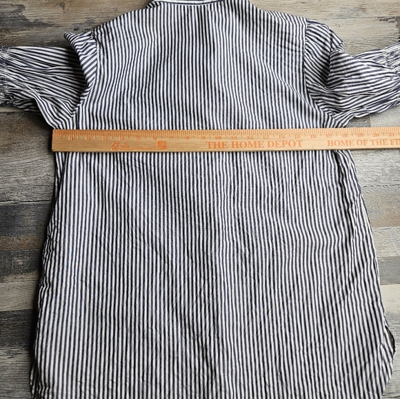 See By Chloe Mock Neck Button Front Striped Tunic Shirt Size 40 Blue White - Picture 10 of 12